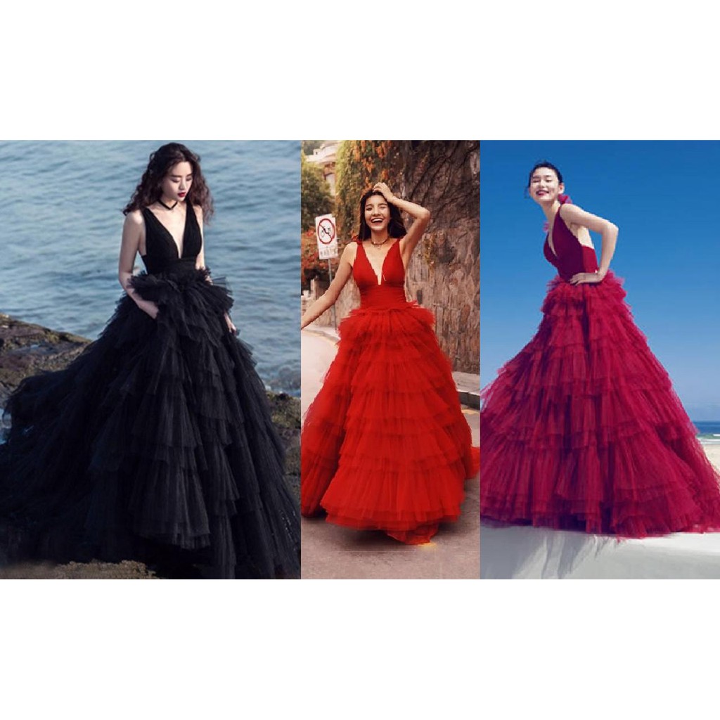 Gaun Pengantin 1905049 Maroon Merah Hitam Wedding Dress Gown