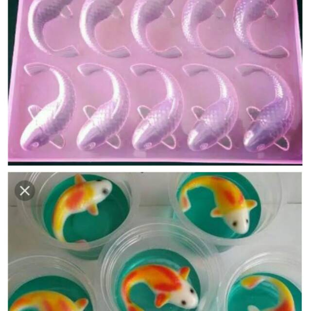 CETAKAN IKAN KOI KECIL PLASTIK/MIKA (PUDING/AGAR/JELLY)