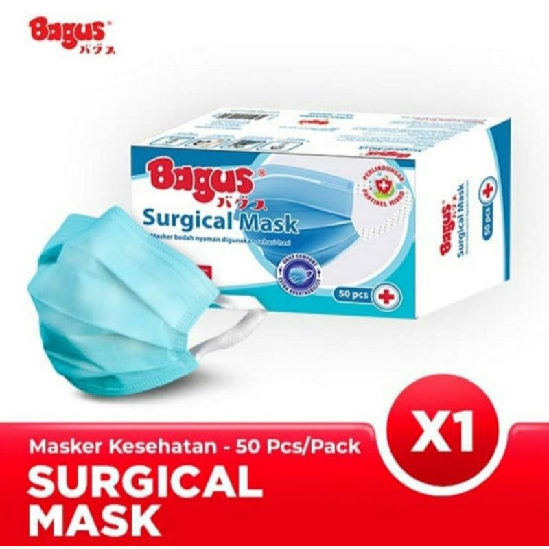 Bagus Surgical Mask 3ply isi 50pcs/Masker Medis/Masker Bagus Earloop