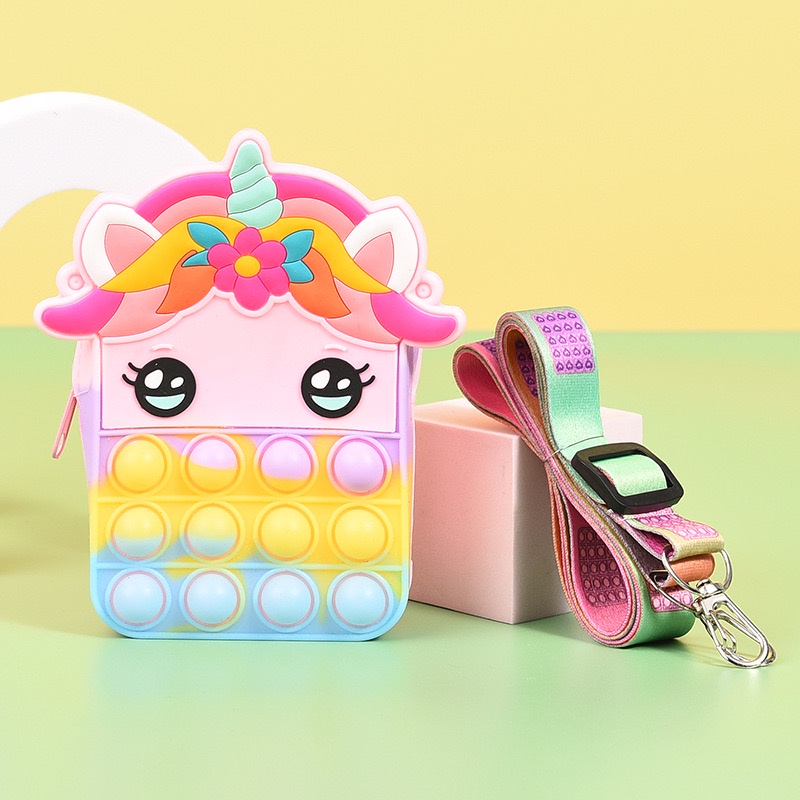 Tas Pop it Anak Pony Unicorn Lucu Import - Tas Selempang Anak Karakter Unicorn - Tas Pop It Terbaru Import - Tas Anak Lucu Pop It Fidget Toys - JL15