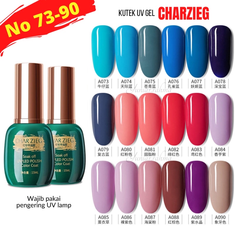 [CUCI GUDANG](1-90)kutek CHARZIEG 15ml uv led soak off gel polish kutek gel 15ml