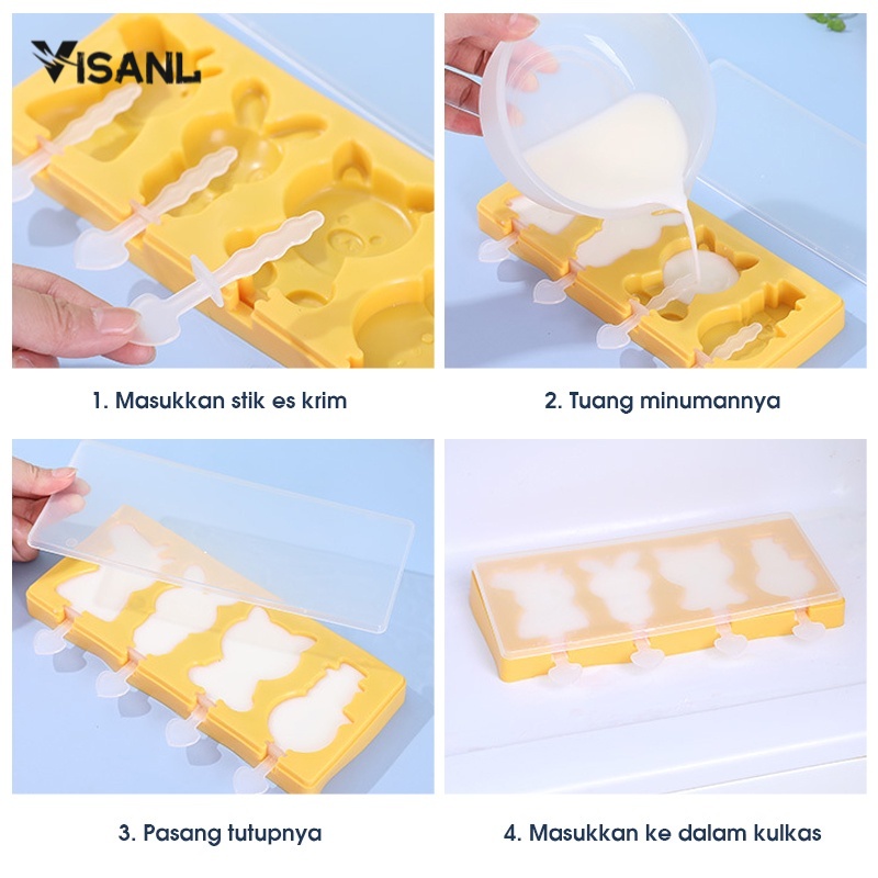 Dapur Cetakan Silikon Es Krim Musim Panas DIY Cetakan Ice Cream Pudding Jelly Bahan Silikon Dengan