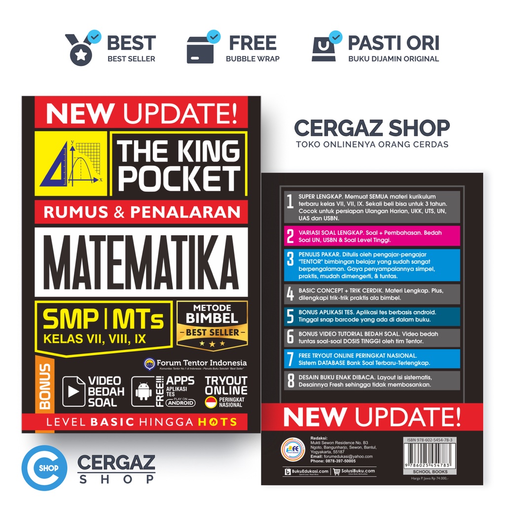 THE KING POCKET RUMUS DAN PENALARAN MATEMATIKA SMP MTS KELAS VII, VIII, IX