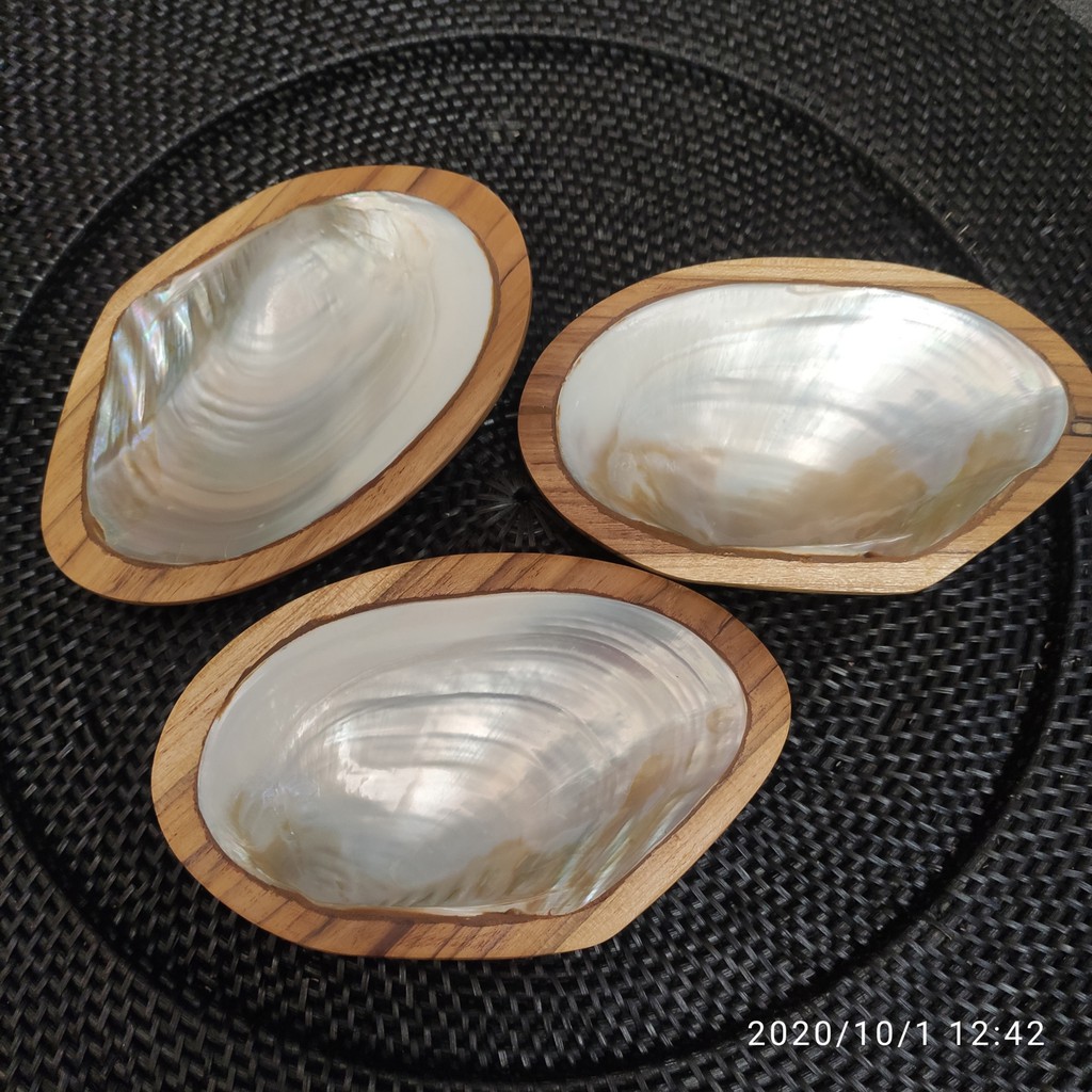 mangkok kerang kopang kayu jati/mangkok  jati kerang/mangkok kayu kerang 23cm