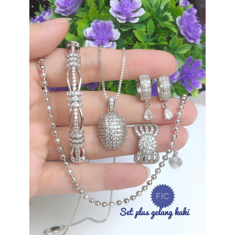 [XUPING] PAKET PERHIASAN WANITA XUPING EMAS PUTIH GELANG KAKI BIJI LADA 151020