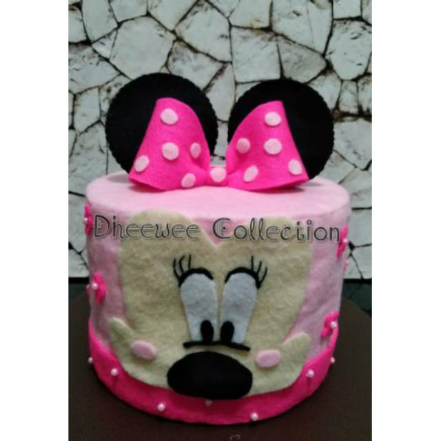 Cake minnie mouse flanel,cake pajangan flanel.kue ultah flanel
