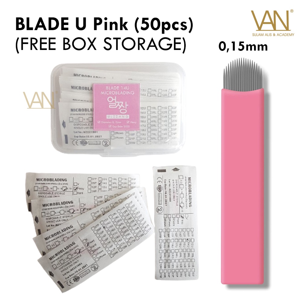 50PCS Blade U / Blade Sulam Alis / Jarum Sulam Alis FREE BOX STORAGE