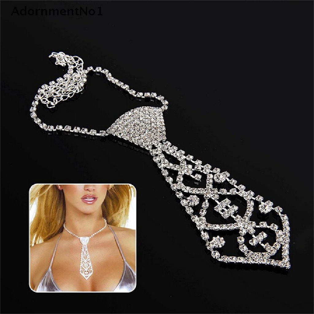 (AdornmentNo1) Kalung Choker Sexy Bentuk Dasi Aksen Berlian Imitasi Untuk Perhiasan Wanita / Pesta