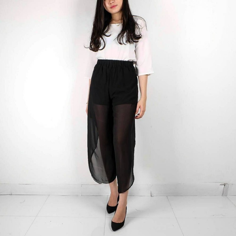 Escarpat Pants M FG Celana Panjang Wanita Bahan Sifon See Through Casual