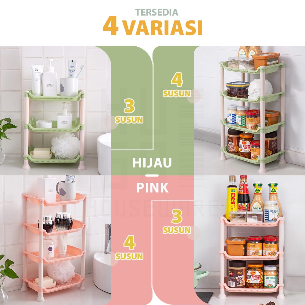 Rak Susun Dapur Bumbu Piring Gelas Rak Toilet Kamar Mandi Serbaguna Multifungsi 3 Susun 4 Susun HUGO