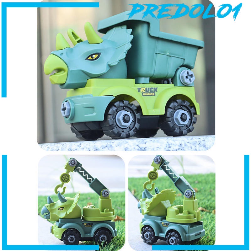 (Predolo1) Mainan Mobil Truk Pull Back Bentuk Dinosaurus Untuk Bayi