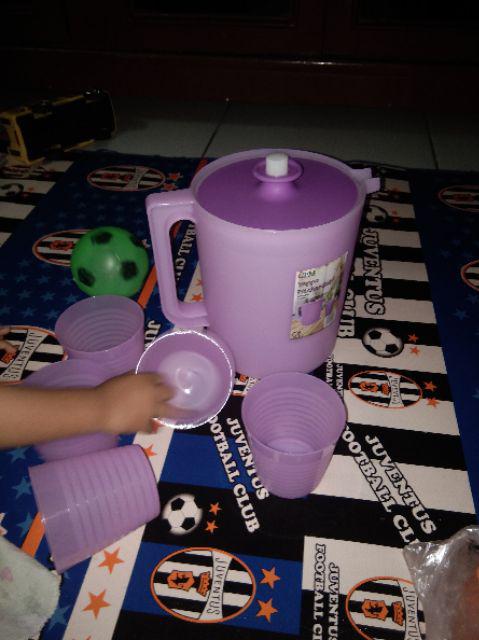 Cpm Eskan Teko Gelas Set Yeppo Pitcher Plastik Dengan 5 Pcs Gelas Air Minum Anabelle