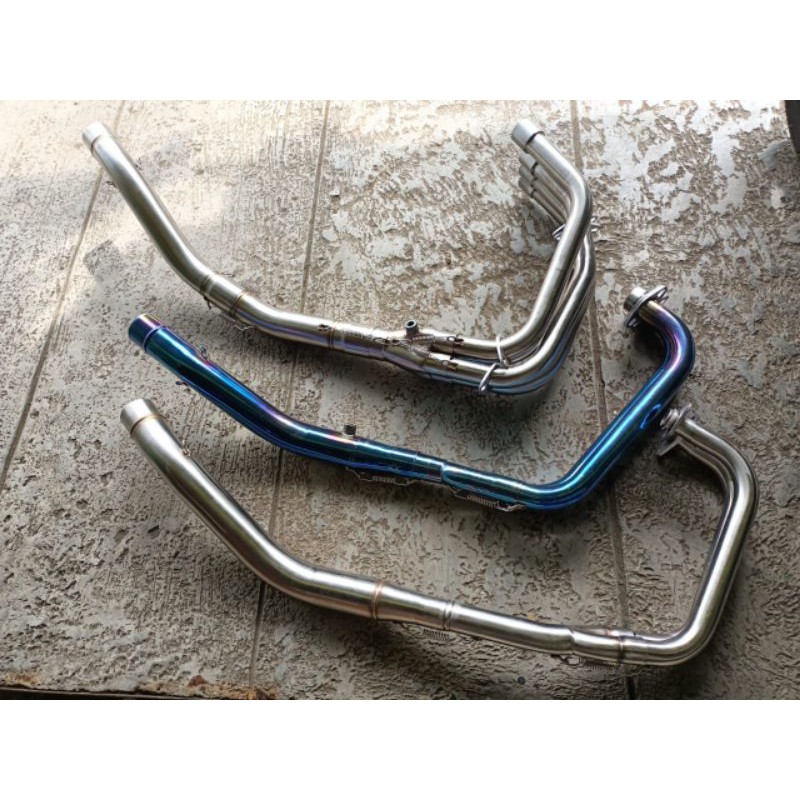 Header knalpot leher 2silinder bending blue CBR250R MT25 NINJA 250 KARBU FI 2018
