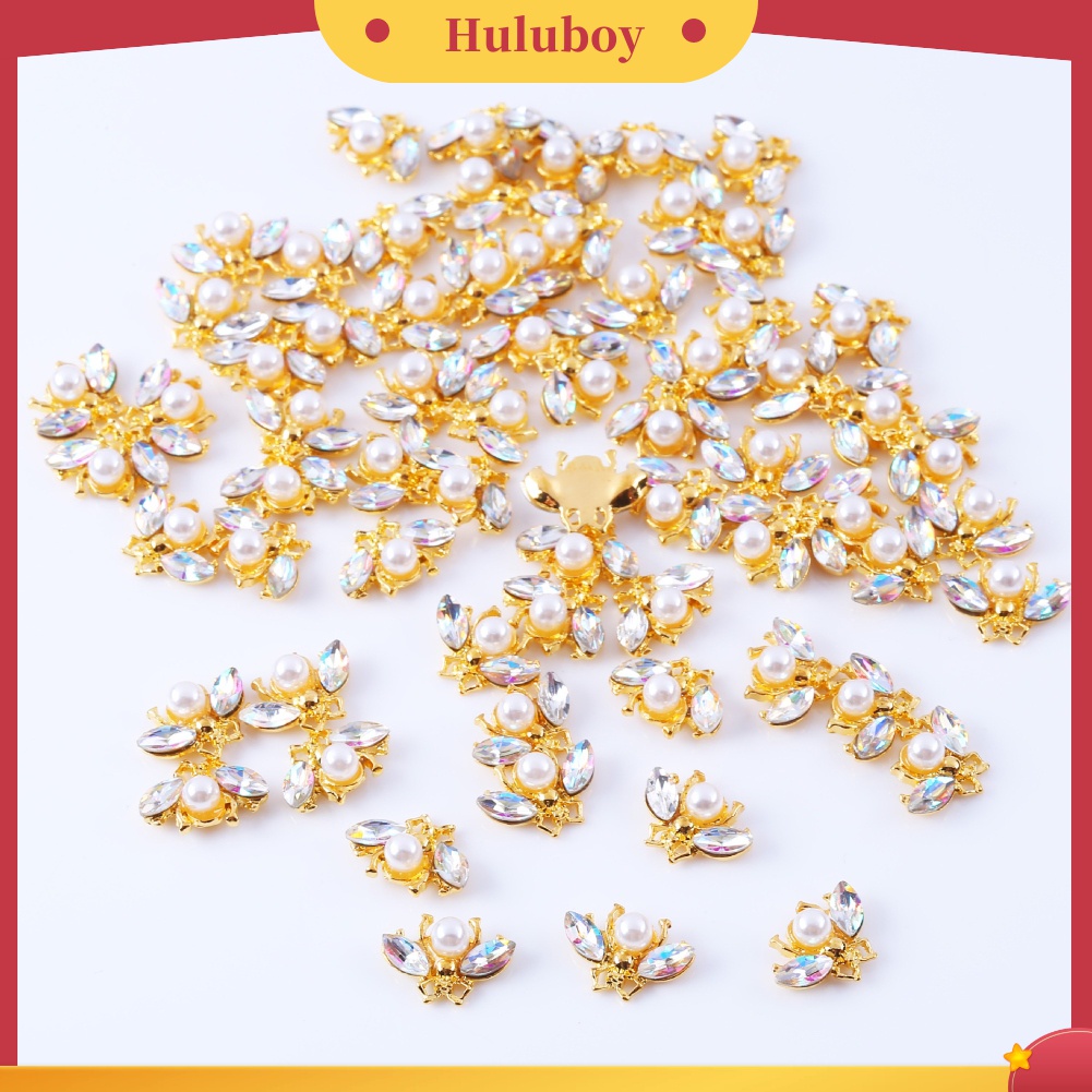 Huluboy Huluboy♡ 10pcs Ornamen Bentuk Lebah 3D Aksen Mutiara Dan Berlian Imitasi Untuk Dekorasi Manicure