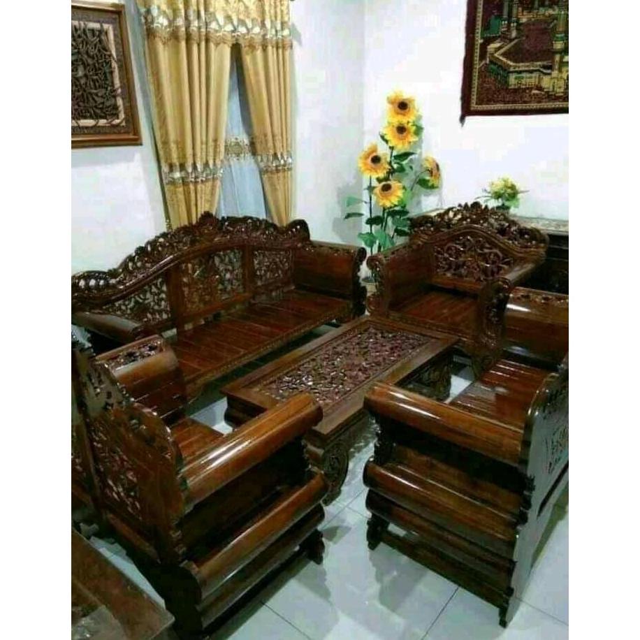 Kursi Tamu Jati Ful Ukir Jepara Termurah/Kursi Ruang Tamu Kayu Mewah