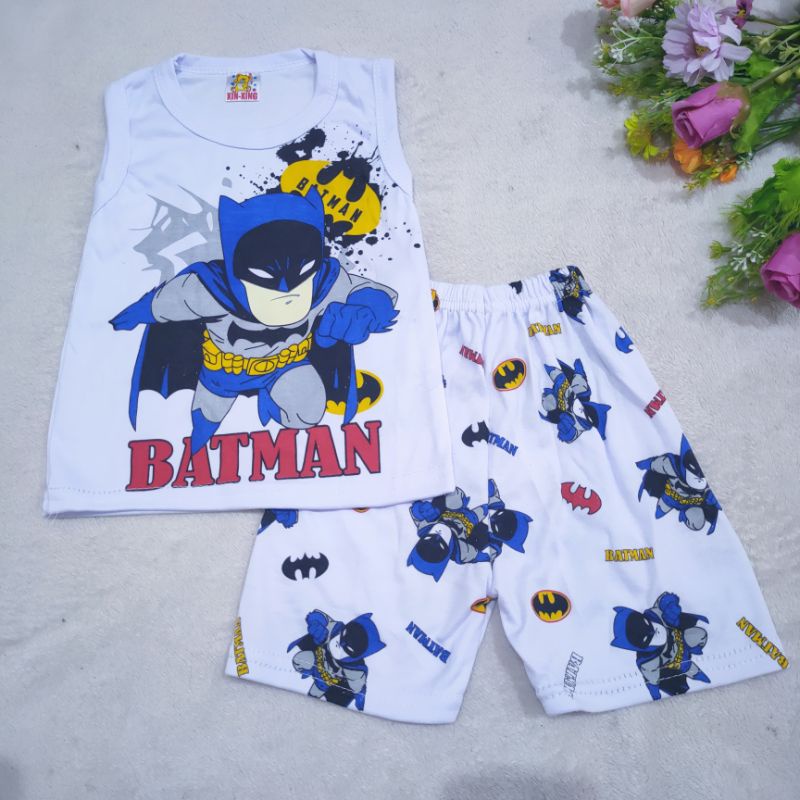 Setelan Anak 1 2 Tahun baju anak singlet cowok motif Batman