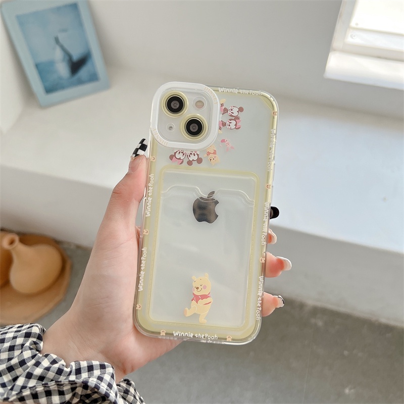 Soft Case Pelindung Lensa Transparan Desain Winnie the Pooh Dan Flying sky PigCard Untuk Iphone 12 13 Pro MAX 11 X XR XS MAX 7 8 Plus