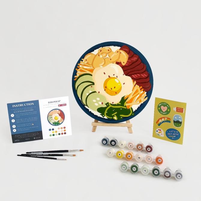 

DIY Paint By Number Kit : Bibimbap (Round Canvas)