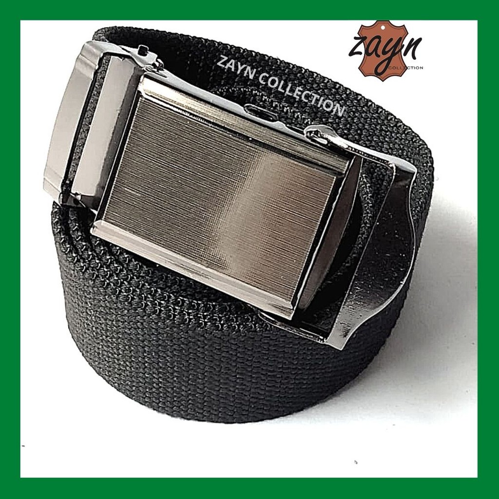 Gesper Katun Kanvas Pria Buckle Stainless Polos Bahan Tactical Tebal Army