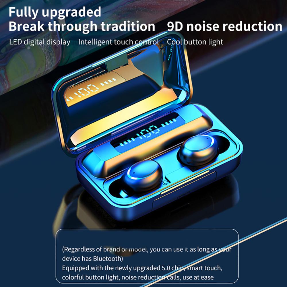 Headphone Nirkabel Bluetooth 5.1 TWS 9D Kualitas Suara Stereo HiFi Dengan Mikrofon