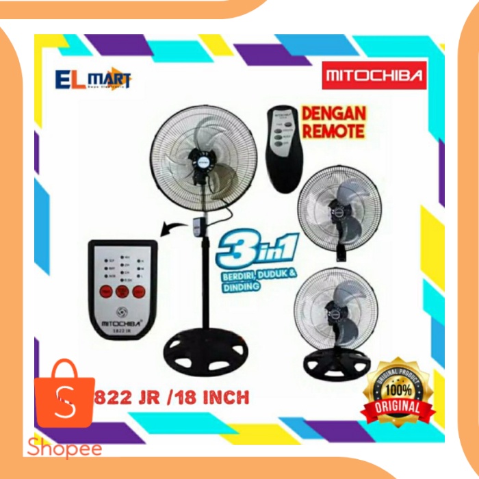 Mitochiba Kipas Angin Besi Tornado 18 inch MT 1822 JR - 1822JR Remote