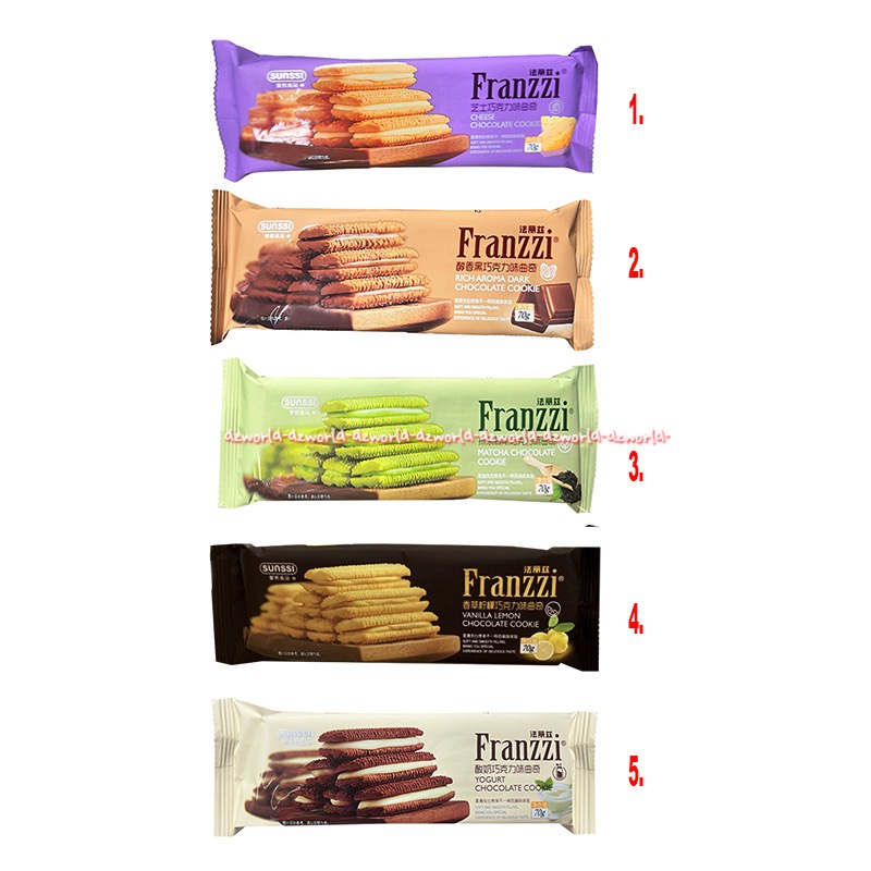 

Franzzi Cheese Chocolate Cookie 70gr Dark Cookie Chocolate Matcha Vanilla Lemon Yogurt Biskuit Kukis Cookies isi Coklat Franzi Frenzi Frenzzi