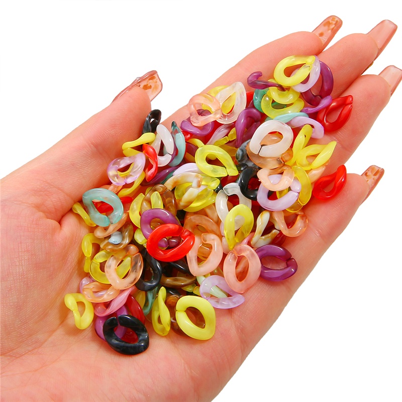 100 Pcs Multi warna Acrylic Twisted Chains Bagian Rakitan Manik-manik Diy Perhiasan Temuan Aksesoris