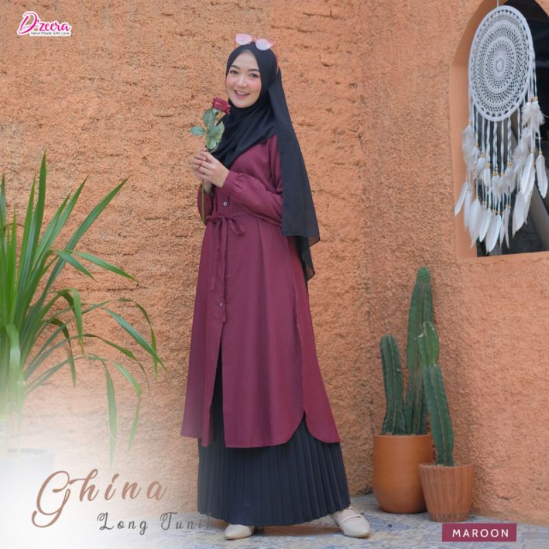 GHINA LONG TUNIK BY DZEERA JUMBO BUSUI PREMIUM KATUN MADINA