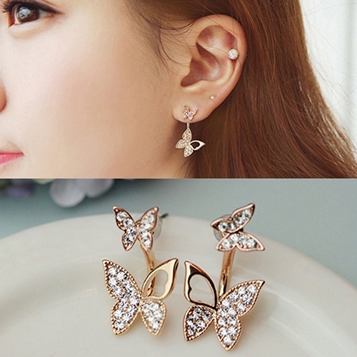 Hu Hu Hu Hu Hu Alat Bantu Pasang Kacamata♡ Anting Tusuk Model Kupu-Kupu Dengan Berlian Imitasi Untuk Wanita