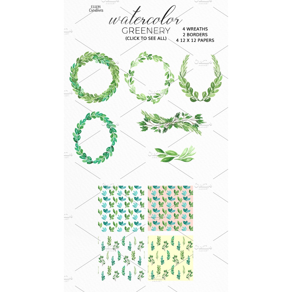 Watercolor Leaves Clipart BIG BUNDLE