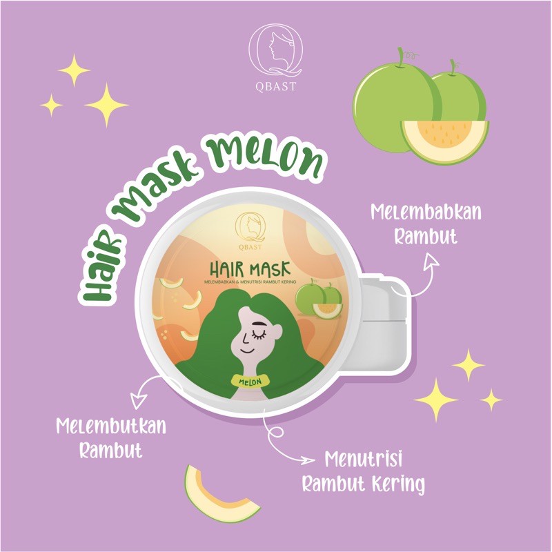 Masker Rambut Smoothing Care Nutrisi Natural Herbal Aroma Melon Hair Mask Agar Melembutkan dan Melembabkan Mengurangi Rontok 250 gr QBAST