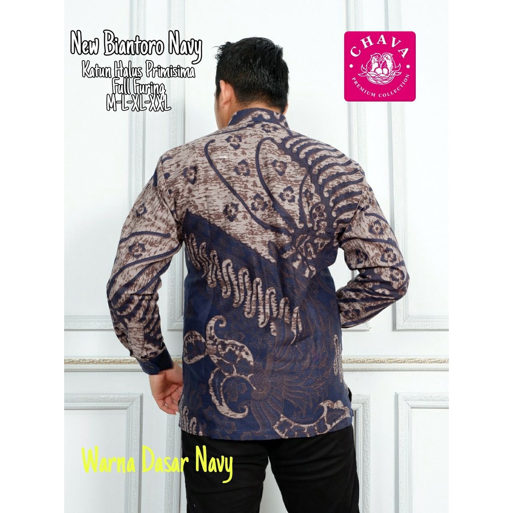 Batik Pria Terbaru Kemeja Batik Warna Navy Batik Lengan Panjang Navy Batik Solo BIANTORO NAVY