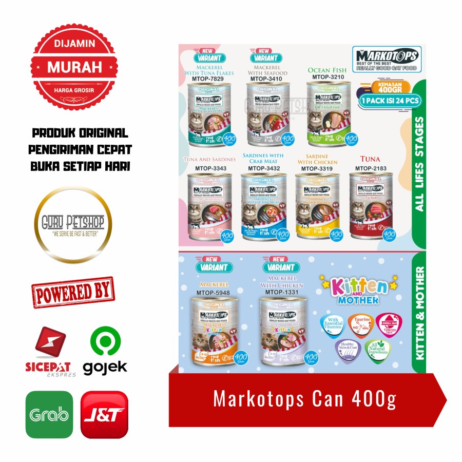 Markotop Kaleng 400gr Markotops Can Markotops Wet Cat Food 400g