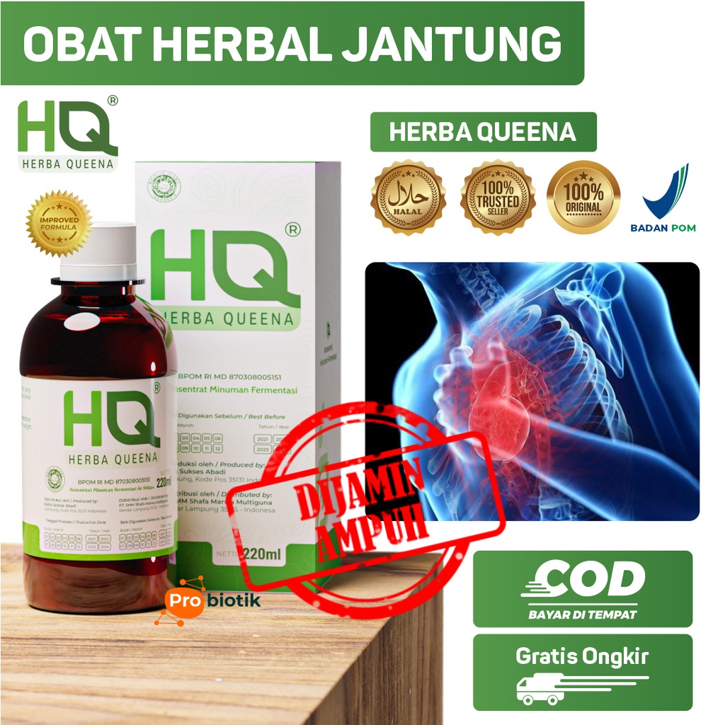 HERBA QUEENA PROBIOTIK Obat Jantung koroner Penyumbatan Pembuluh Darah Jantung Herbal HQ Herba Queen