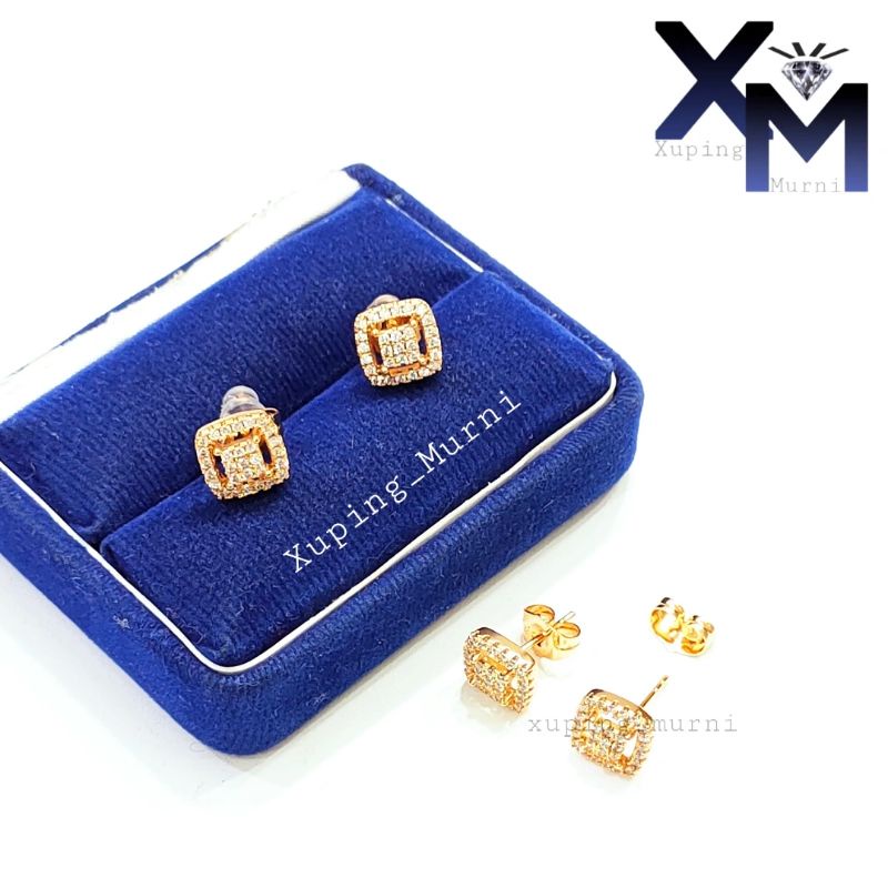 GIWANG XUPING ASLI LAPIS EMAS MODEL TUSUK KOTAK PERMATA - PERHIASAN WANITA