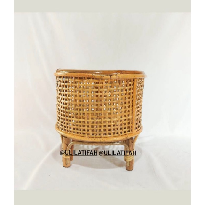 cover pot anyam kotak / rattan standing pot / stand planter rotan / pot rotan / standingplants