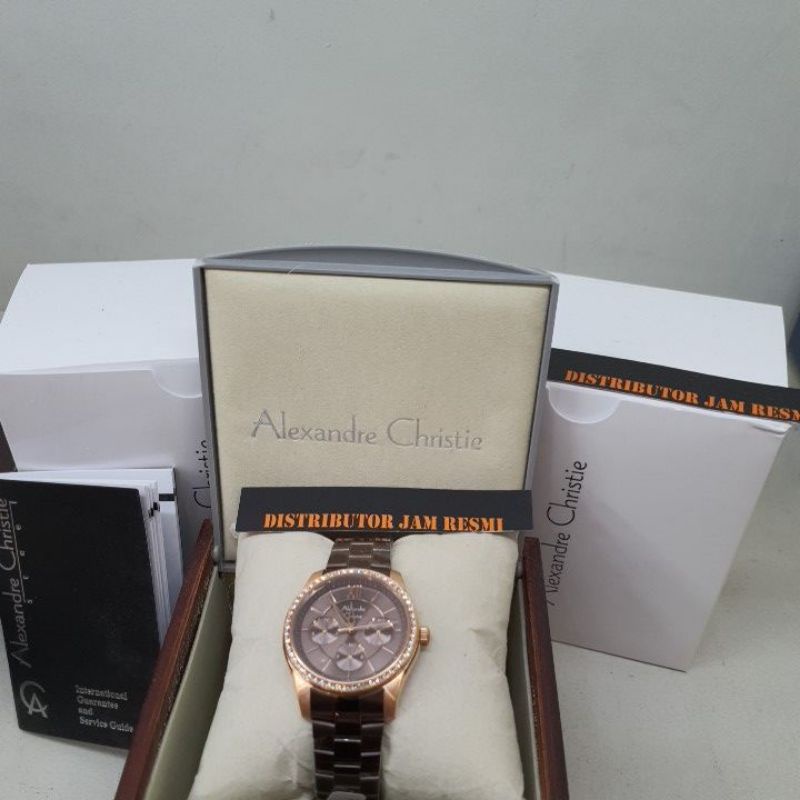 Jam Tangan Wanita Alexandre Christie AC2827BF AC2827 BF AC 2827BF AC 2827BF Brown Rose Gold