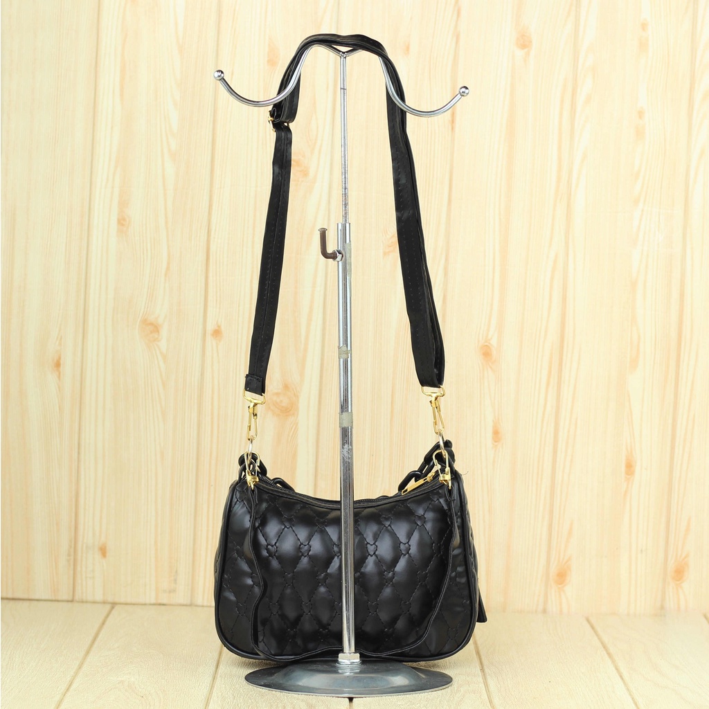 Tas Bahu Wanita Morvina Black Import Murah Terbaru Branded Shoulder Bag Rantai Korea Kekinian Tas Cewek Sling Bag Hitam