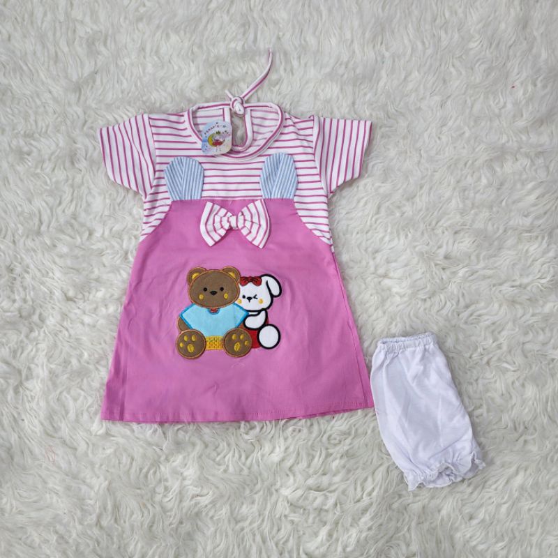 baju bayi perempuan dress BEAR baby girl