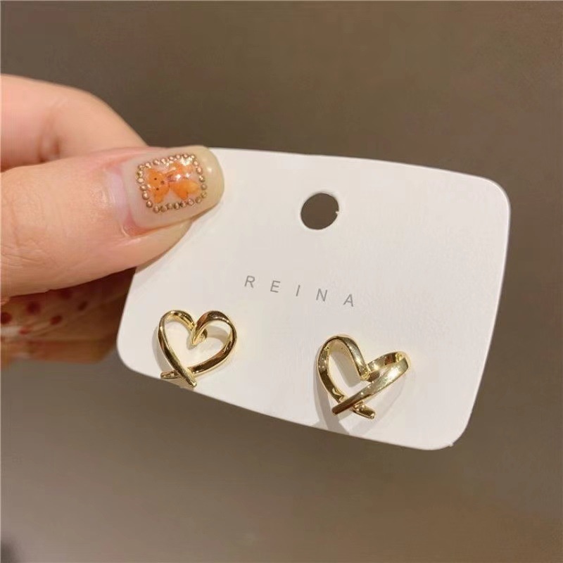 Anting Tusuk Sterling Silver 925 Bentuk Hati Gaya Korea Untuk Wanita