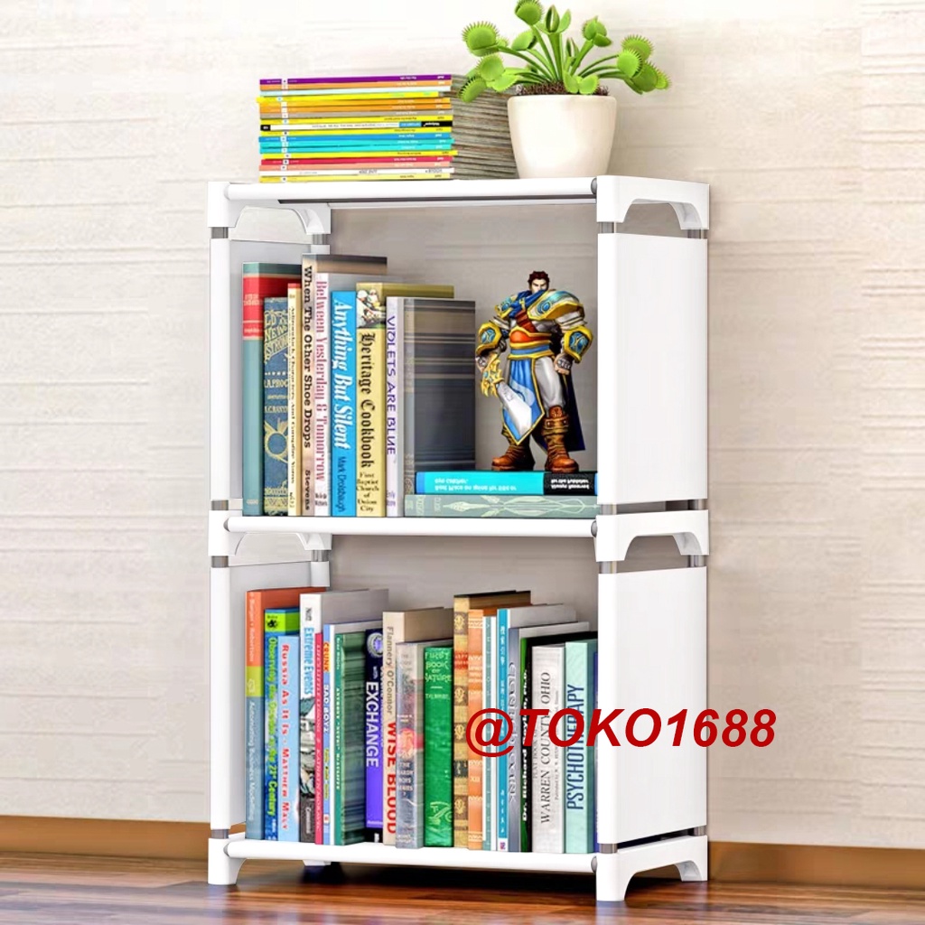 Rak serbaguna 3 tingkat 2 susun rak buku portable lemari multi fungsi rak sepatu