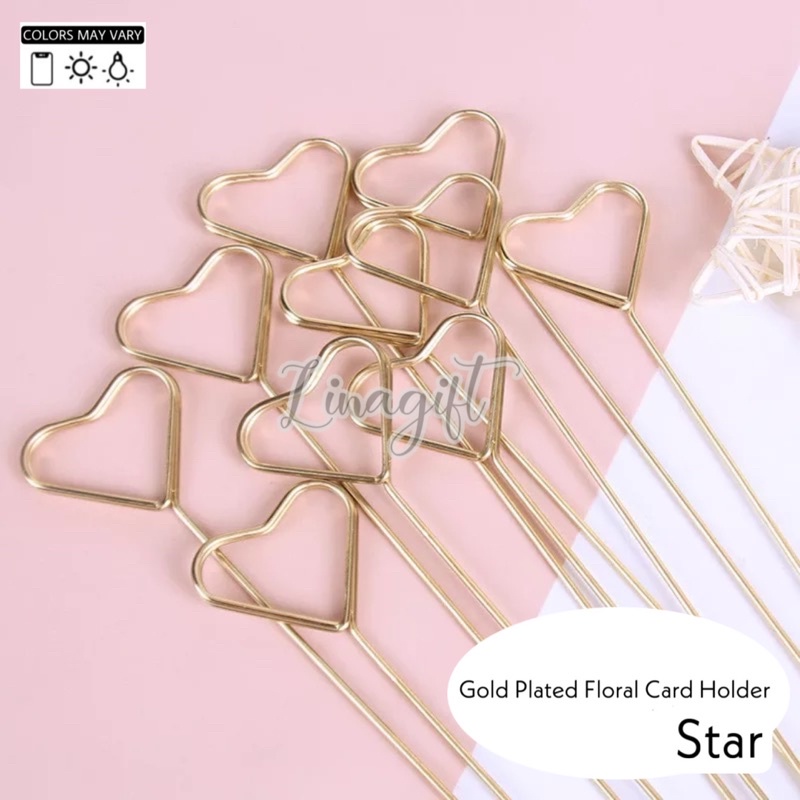 STICK CARD / KOREAN METAL FLOWER CARD HOLDER SHAPE HEART / ROUND / GAGANG KARTU UCAPAN - TANGKAI KARTU BULAT BUNDAR HATI VALENTINE MOTHERS DAY HARI IBU