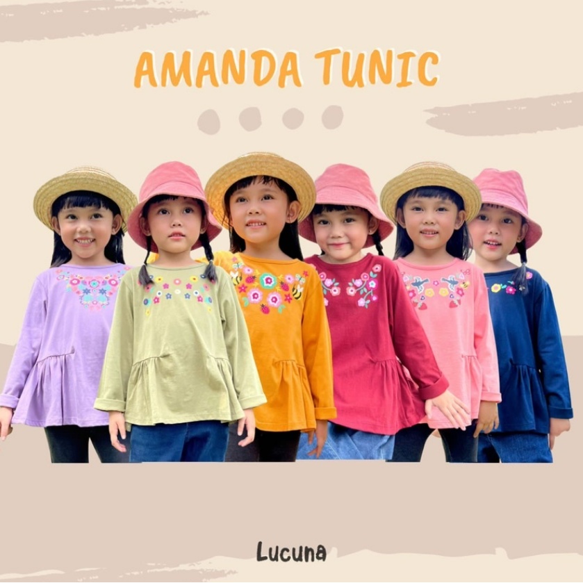 Smilee Tunik Amanda 1-5 Tahun Blouse Anak Perempuan Tangan Panjang Raya / Tunik Lebaran / Pakaian Muslim Motif Bunga CBKS S23