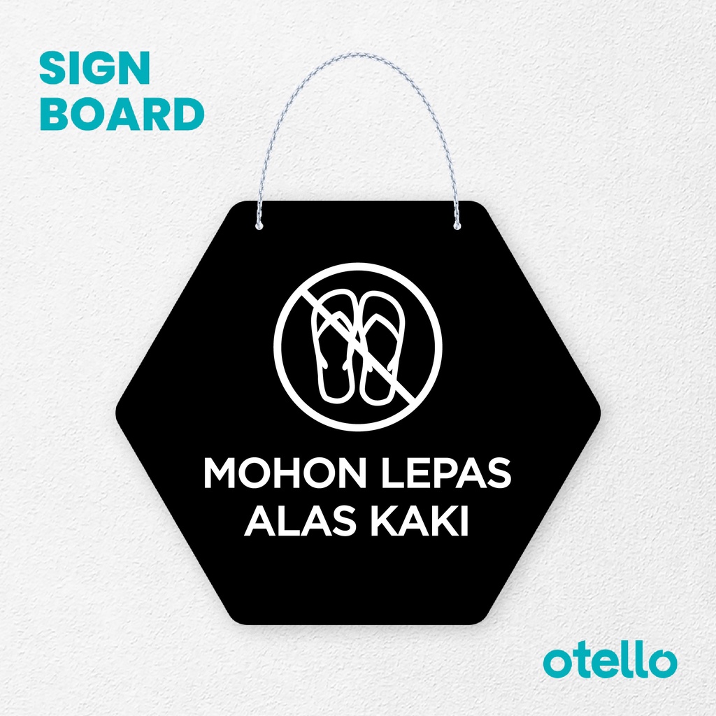 Otello Sign Mohon Lepas Alas Kaki Signage Board Acrylic Papan Gantung Label Akrilik Rantai Petunjuk Toko Modern Minimalist Kafe Restoran Kantor Gedung Cafe