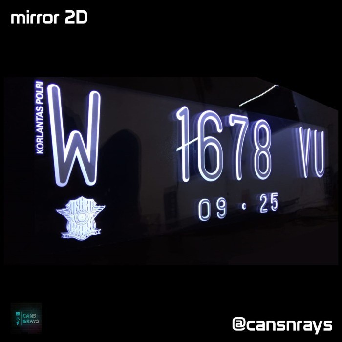 Cover plat nomor custom acrylic led mirror 2D