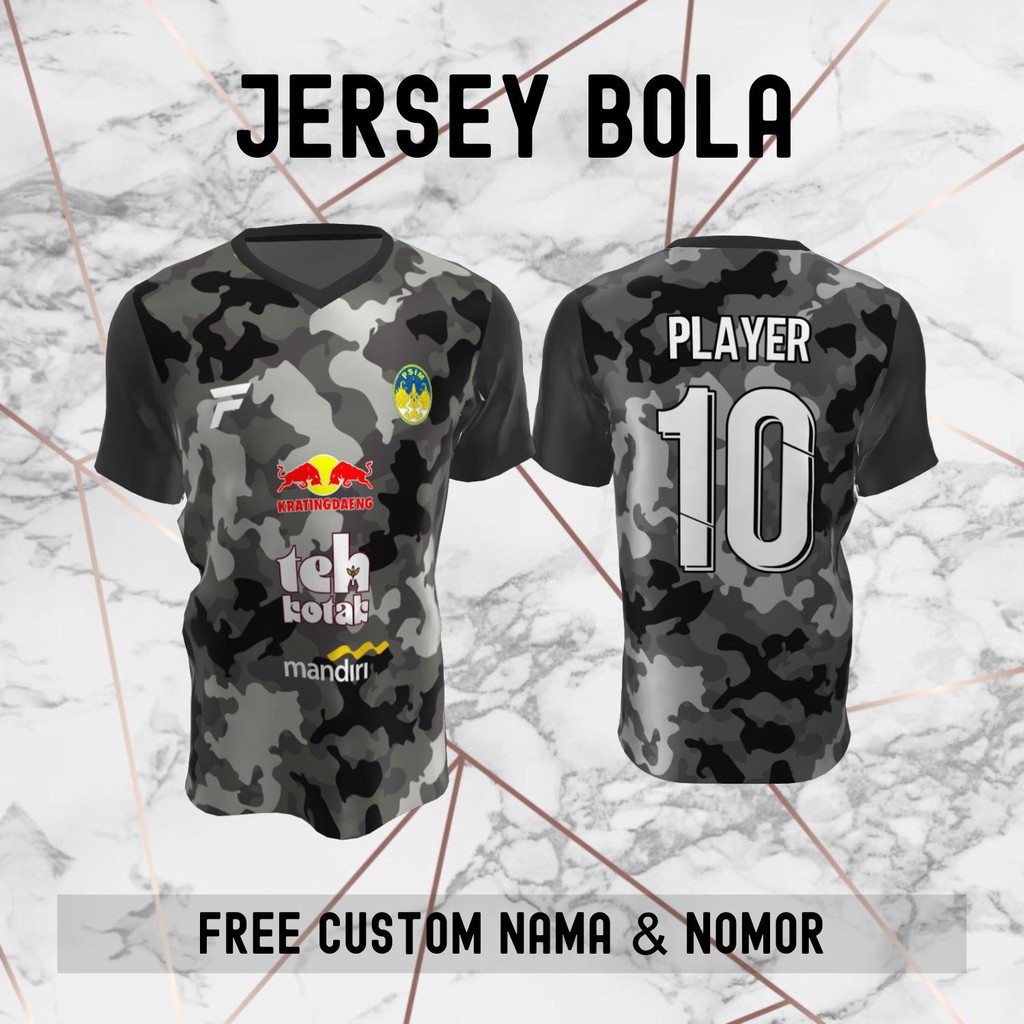 Jersey PSIM Jogja Loreng Abu Klub Bola Baju Kaos Custom Nama dan Nomor Punggung - 623