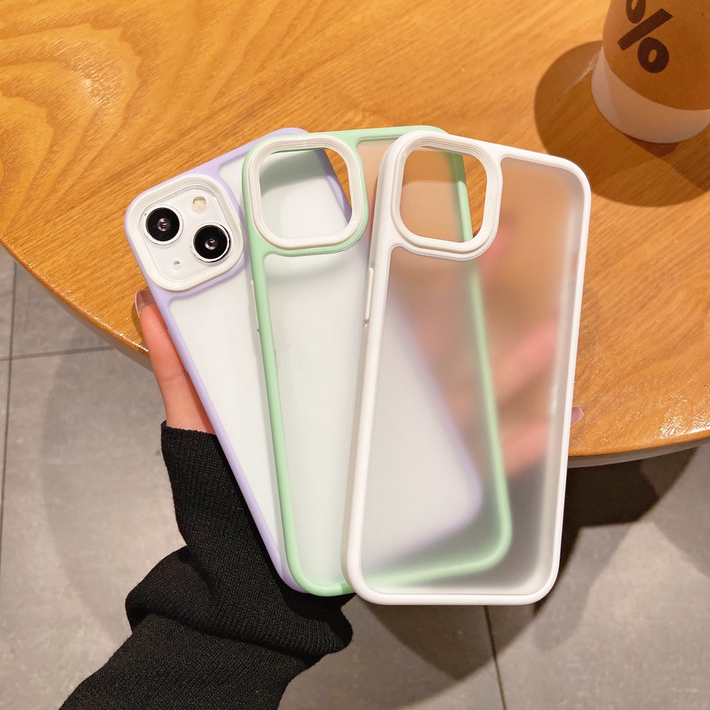 Case Pelindung Lensa Model Buram Transparan Untuk iPhone 13 12 11 Pro Max XS Max XR X 7 + 8 Plus