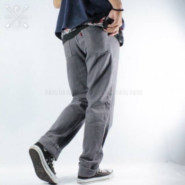 Celana Jeans Standar Pria / Celana Jeans Regular / Celana Panjang Jeans Abu Cream