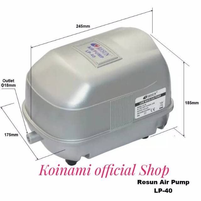 RESUN LP-40 / pompa udara / gelembung / air pump / 35 watt / 12 x out put / kolam ikan koi