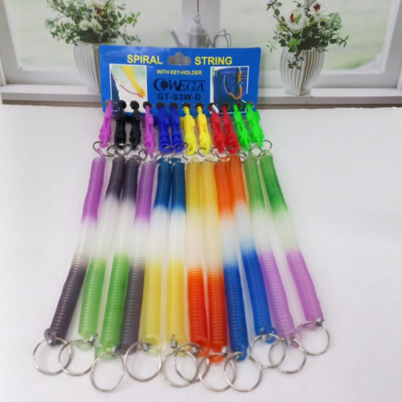 Gantungan Kunci Isi 12Pcs Gantungan Spiral Besar String With Key Holdey Warna Grosir